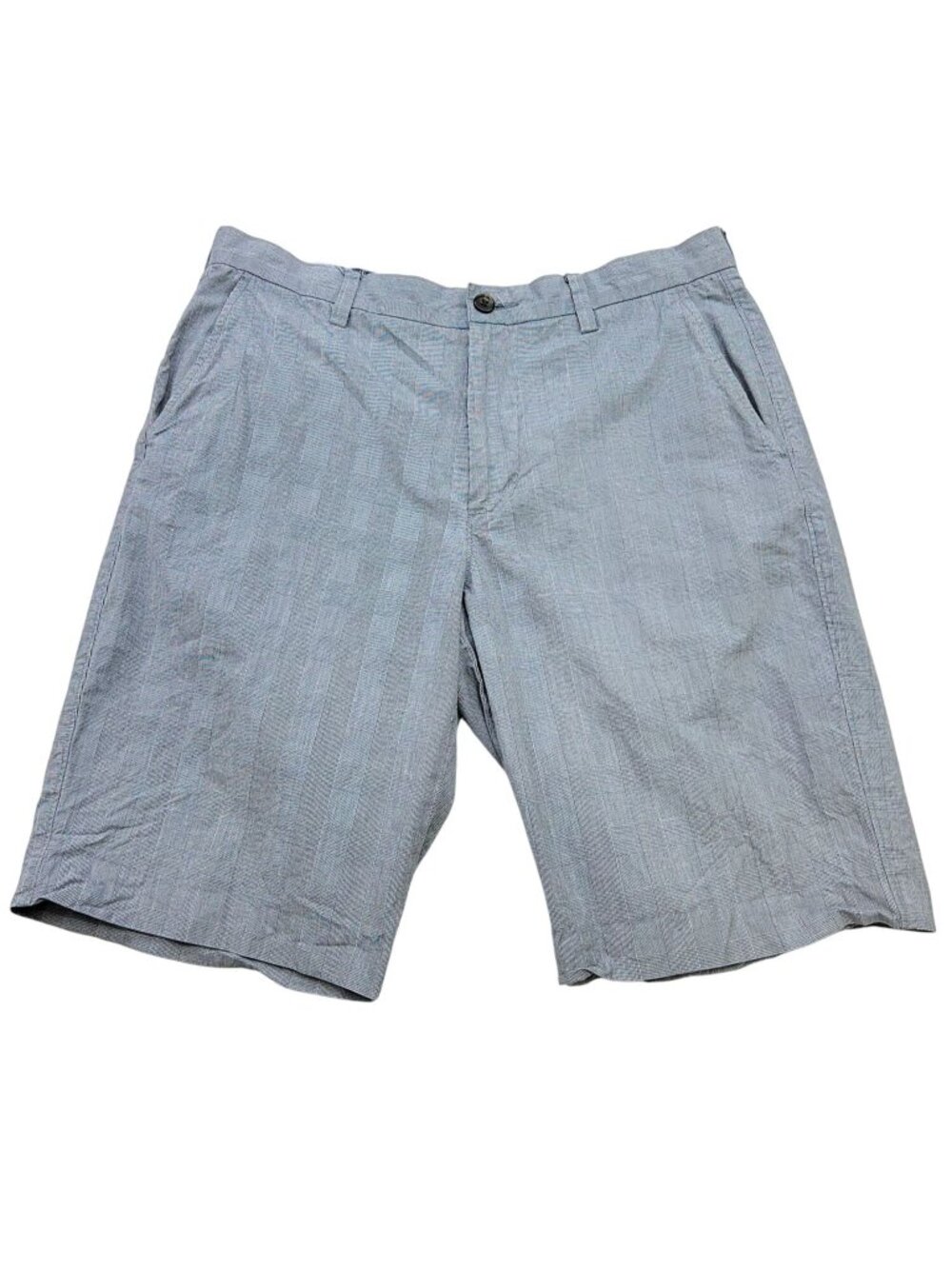 J. Crew Mens Flat Front Plaid Cotton Classic  Chino Shorts Size 33W Gray Casual